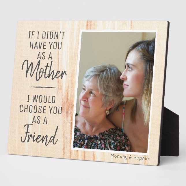 Rustic Wood Mother Friend Plaque photo personnalis (Côté)