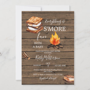Rustic Wood S'more Fun Baby shower Invitation