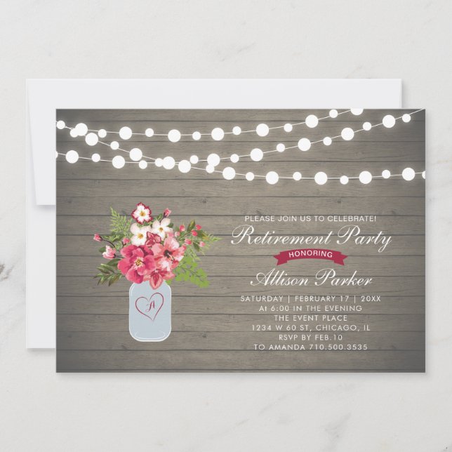 Rustic Wood Surprise Retraite Party Invitation (Devant)