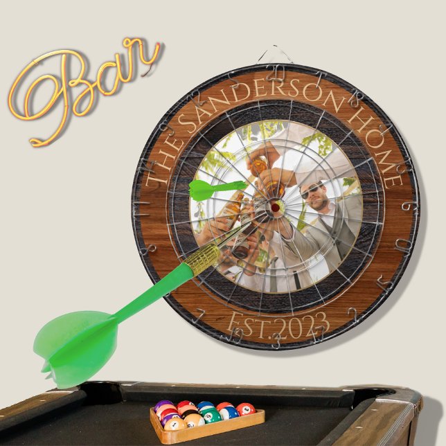 Rustic Wood Tone Nom de famille Cible de flechette (Créateur téléchargé)