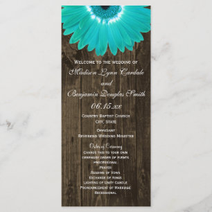 Rustic Wood Turquoise Gerber Daisy Programmes de m