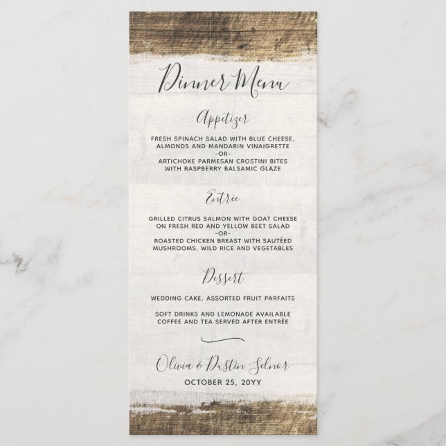 Rustic Wood Vintage Country Menu Mariage personnal (Devant)