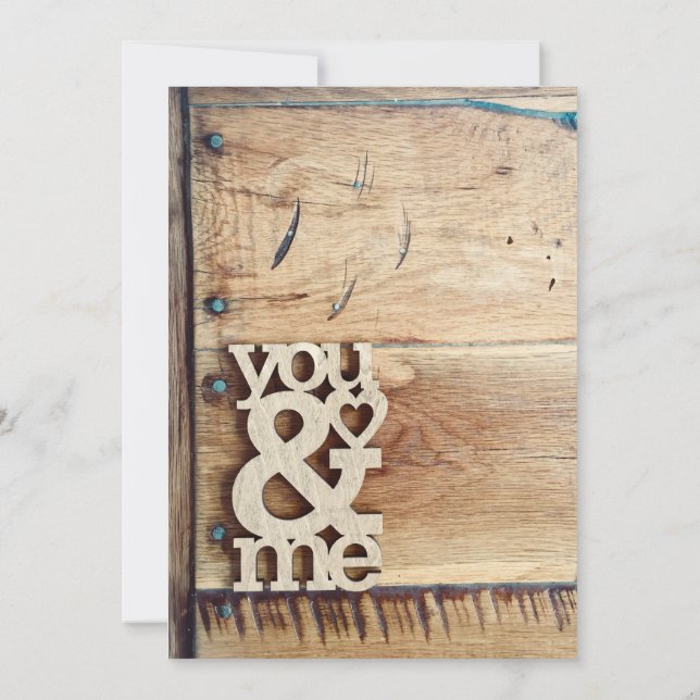 Rustic Wood You & Me Mariage Invitations (Dos)