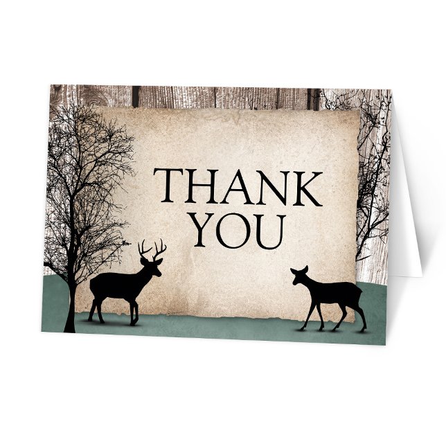 Rustic Woodsy Deer Merci Cartes (Rustic Woodsy Deer Thank You Cards from Artistically Invited on Zazzle.)