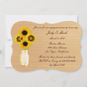 Rustic Yellow Mason Jar Invitation de la partie d'