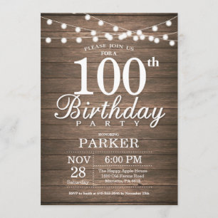 Rustique 100e anniversaire Invitation String lumiè