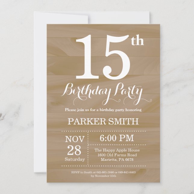 Rustique 15e anniversaire Invitation (Devant)