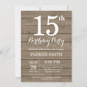 Rustique 15e anniversaire Invitation