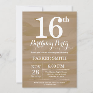 Rustique 16e anniversaire Invitation