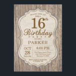 Rustique 16e anniversaire Invitation Bois<br><div class="desc">Rustic 16e Birthday Invitation Wood Background. Soirée Adult Birthday. On invite Birthday Bash. 13th 16th 18th 20th 20st 30th 40th 50th 60th 70th 80th 90th 100th,  Any age. For further customization,  please click the "Customize it" button and use our design tool to modify this template.</div>