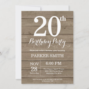 Rustique 20e anniversaire Invitation