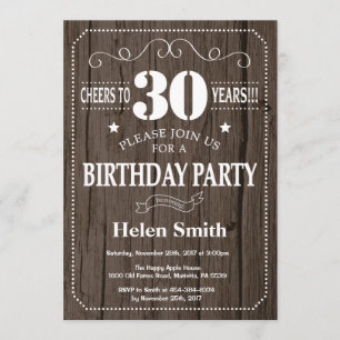 Rustique 30e anniversaire Invitation
