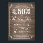 Rustique 50e anniversaire Invitation Floral<br><div class="desc">Rustique 50e anniversaire Invitation avec Rustic Wood Arrière - plan et Floral Flower Motif. Anniversaire adulte. Hommes ou Femmes Anniversaire. Enfants Garçon ou fille Ado Anniversaire adolescent Invitation . 13ème 15ème 16ème 18ème 20ème 21ème 30ème 40ème 50ème 60ème 70ème 80ème 90ème 100ème. N'Importe Quel Âge. Pour plus de personnalisation, cliquez...</div>