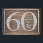 Rustique 60e anniversaire Invitation Parties scint<br><div class="desc">Rustic 60th Birthday Invitation. Parties scintillant Noir et Argent Invitation de fête d'anniversaire avec Rustic Wood Arrière - plan. Anniversaire surprenant. Anniversaire adulte. Fête Anniversaire Bash pour hommes ou femmes. Pour plus de personnalisation,  cliquez sur le bouton "Customiser" et utilisez notre outil de conception pour modifier ce modèle.</div>