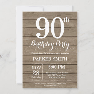 Rustique 90e anniversaire Invitation