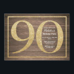Rustique 90e anniversaire Invitation Parties scint<br><div class="desc">Rustique 90ème anniversaire Invitation. Parties scintillant Noir et Or Invitation de fête d'anniversaire avec Rustic Wood Arrière - plan. Anniversaire surprenant. Anniversaire adulte. Fête Anniversaire Bash pour hommes ou femmes. Pour plus de personnalisation,  cliquez sur le bouton "Customiser" et utilisez notre outil de conception pour modifier ce modèle.</div>