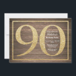 Rustique 90e anniversaire Invitation Parties scint<br><div class="desc">Rustique 90ème anniversaire Invitation. Parties scintillant Noir et Or Invitation de fête d'anniversaire avec Rustic Wood Arrière - plan. Anniversaire surprenant. Anniversaire adulte. Fête Anniversaire Bash pour hommes ou femmes. Pour plus de personnalisation,  cliquez sur le bouton "Customiser" et utilisez notre outil de conception pour modifier ce modèle.</div>