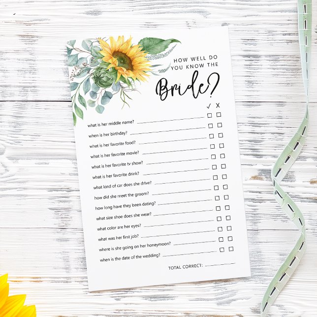 Rustique À Quel Point Connaissez-Vous Bien Le Jeu  (Rustic How Well Do You Know The Bride Shower Game)