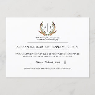 Rustique Antler   Invitation de mariage minimalist
