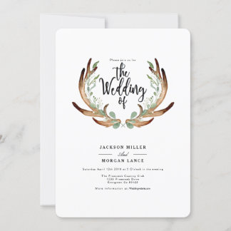Rustique Antler & Vine | Invitation de mariage aqu