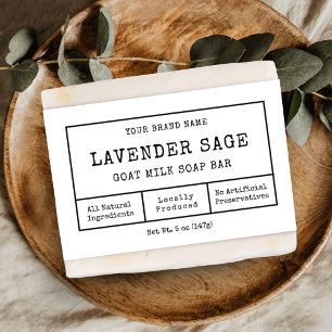 Rustique Apothécaire Noir Blanc Soap Bar Wrap Étiq