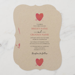 Rustique Aquarelle Heart Wedt Invitations