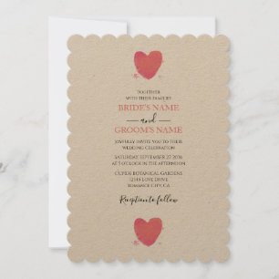 Rustique Aquarelle Heart Wedt Invitations