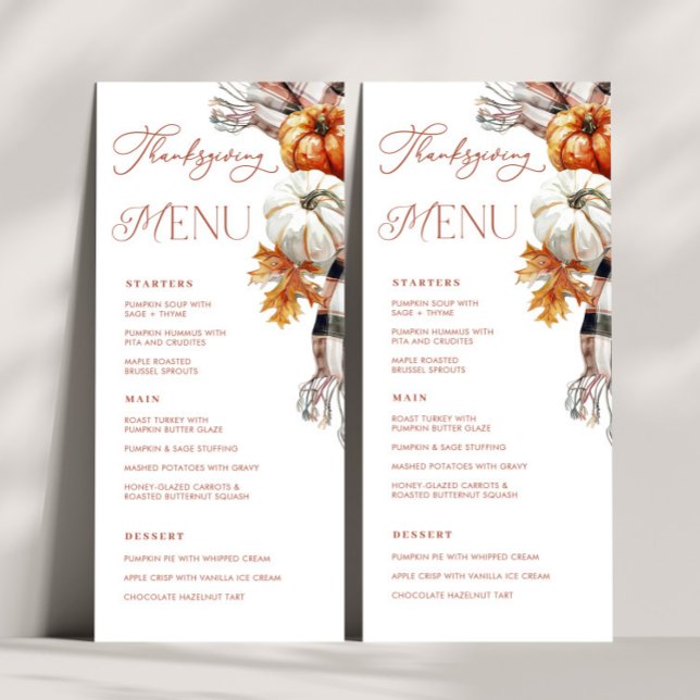 Rustique Automne 4x9 Thanksgiving Diner Menu (Rustic Fall 4x9 Thanksgiving Dinner Menu)