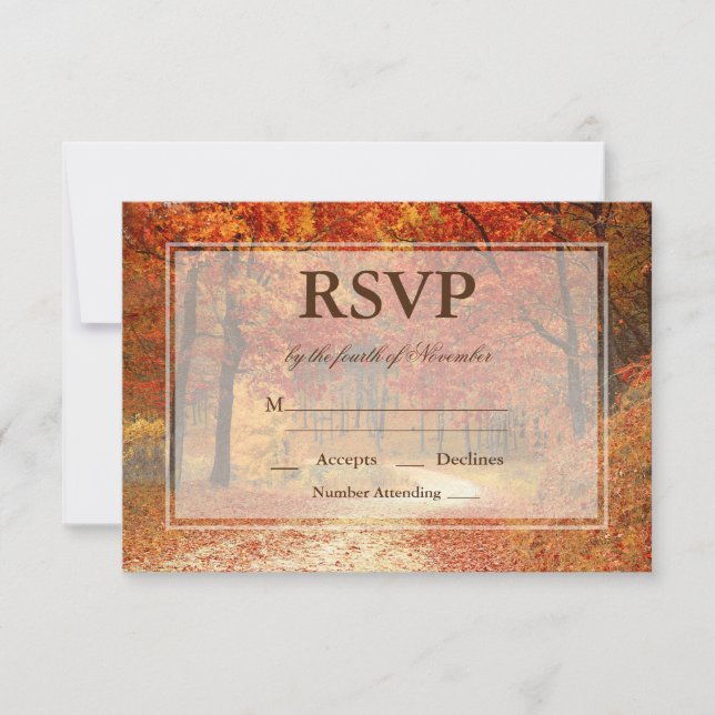 Rustique Automne Automne Mariage Arbre RSVP (Devant)
