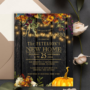 Rustique automne bois fleuri invitation barbecue c