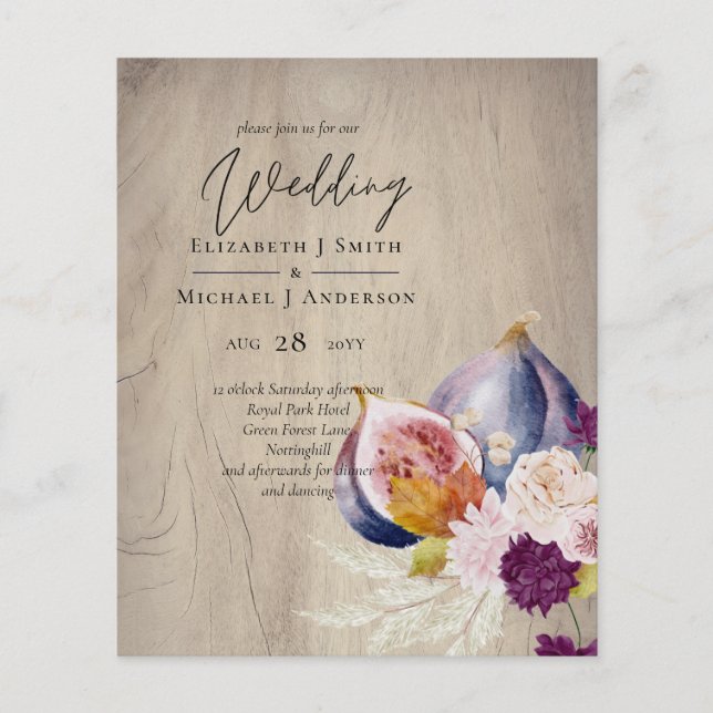 Rustique automne Citrouille Figs Fleurs Mariage (Devant)