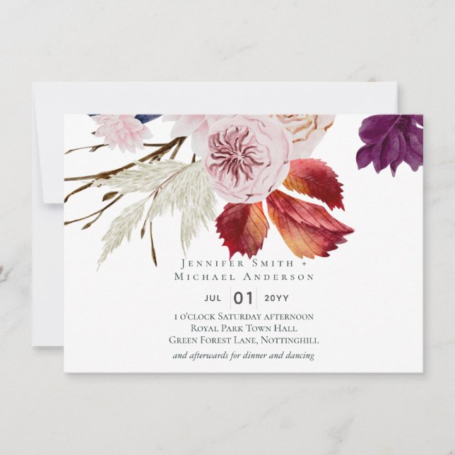 Rustique automne Citrouille Figs Fleurs Mariage (Devant)