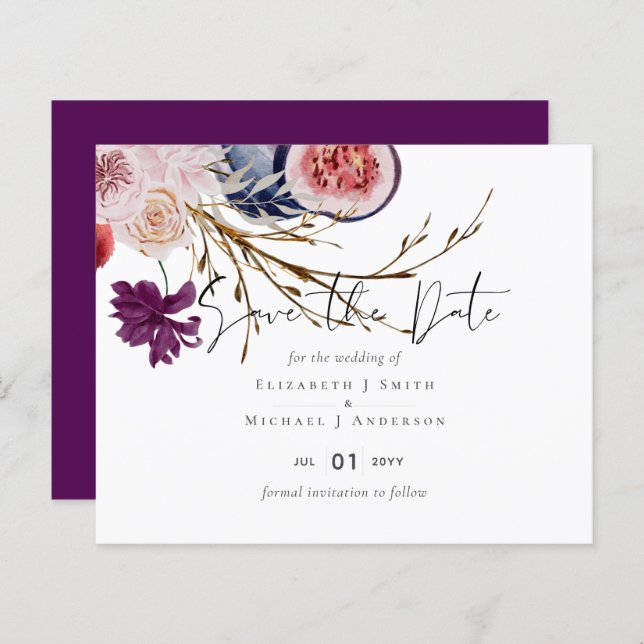 Rustique automne Citrouille Figs Fleurs Mariage (Devant / Derrière)