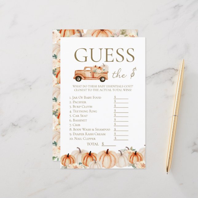 Rustique Automne Floral Citrouille Camion Devinez  (Devant/Arrière en situation)