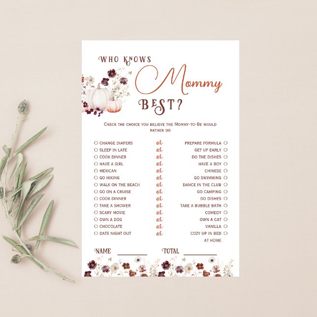 Rustique Automne Floral Citrouille Qui Connaît Mam (Créateur téléchargé)