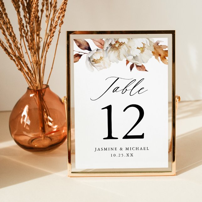 Rustique Automne Floral Mariage Numéro de table (Créateur téléchargé)