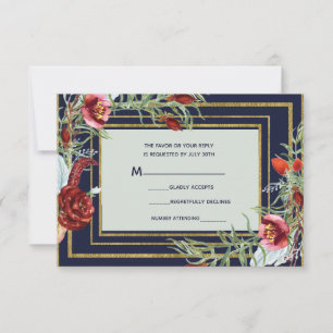 Rustique Automne Marsala Floral Bleu Nuit Or RSVP