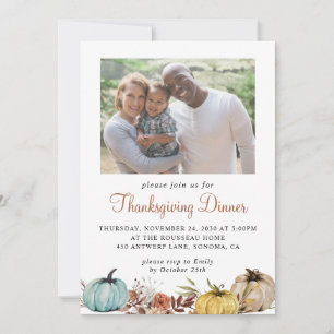 Rustique Automne Photo Thanksgiving Invitation