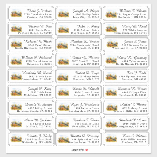 Rustique Autumn Pine Mariage Étiquette de adresse  (Feuille)