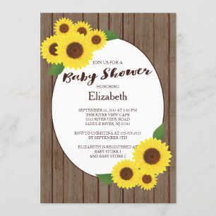Rustique Autumn Sunflower Baby Shower Invitations