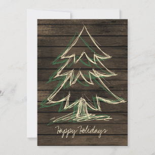 Rustique Barnwood Pine Tree carte de vacances
