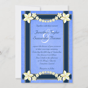Rustique Bleu Blanc Floral Personnalisé Invitation