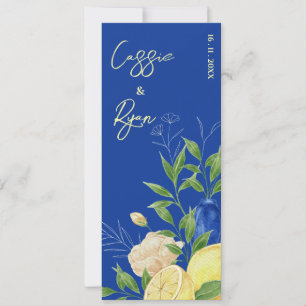 Rustique Blue Floral Lemon Programme de mariage d'