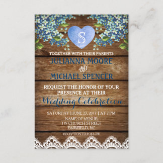 Rustique Blue Hydrangea & Faire-part de mariage en