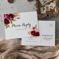 Rustique Blush Bourgogne Menu Choix Carte Postale 