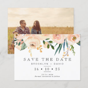 Rustique Blush Floral Wedding Enregistrer La Carte