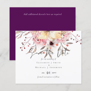 Rustique Blush rose Floral Mariage Sage Dates de s