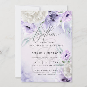 Rustique BOHO Aquarelle Lilac Poppies Invitation