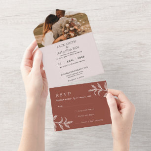 Rustique Boho Chic Mariage tout en une carte RSVP