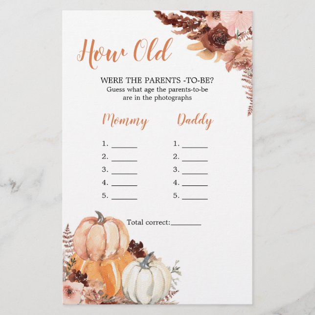 Rustique Boho Citrouille Quel âge avaient les pare (Devant)